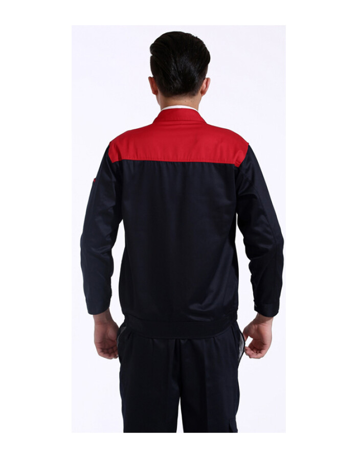 長(zhǎng)袖工裝制服廠服 工作服 套裝 男 工程勞保 春秋工裝 紅肩 185